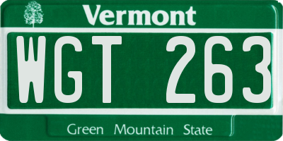 VT license plate WGT263