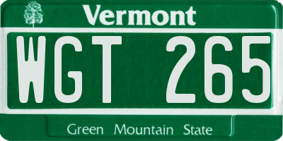 VT license plate WGT265