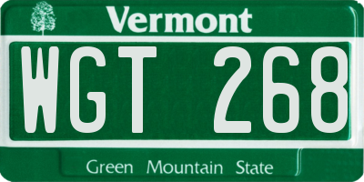 VT license plate WGT268