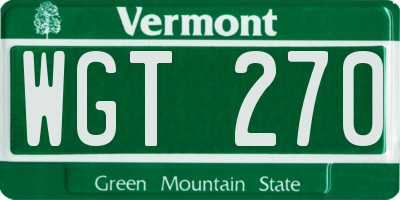 VT license plate WGT270
