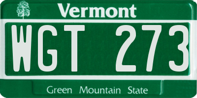 VT license plate WGT273
