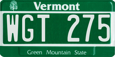 VT license plate WGT275