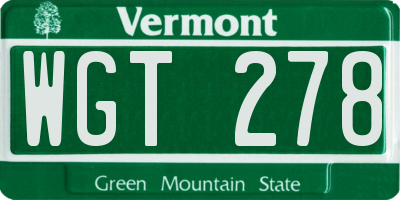 VT license plate WGT278