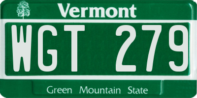 VT license plate WGT279