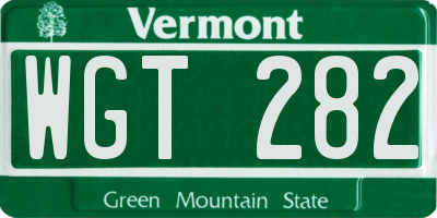 VT license plate WGT282