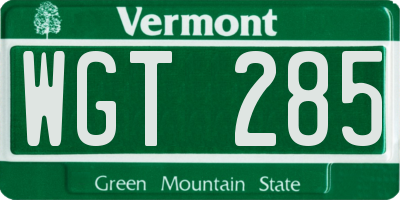 VT license plate WGT285