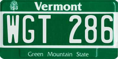 VT license plate WGT286