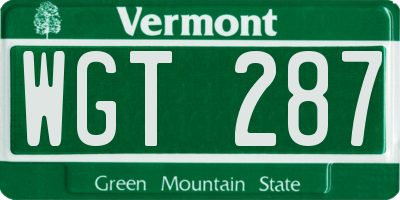 VT license plate WGT287