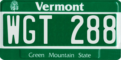 VT license plate WGT288
