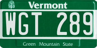 VT license plate WGT289