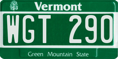 VT license plate WGT290