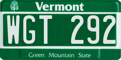 VT license plate WGT292