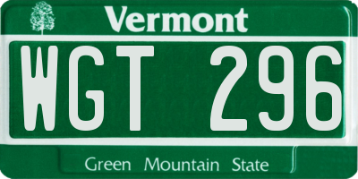 VT license plate WGT296