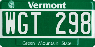 VT license plate WGT298