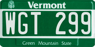 VT license plate WGT299