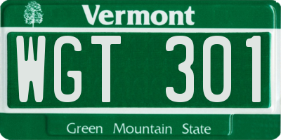 VT license plate WGT301