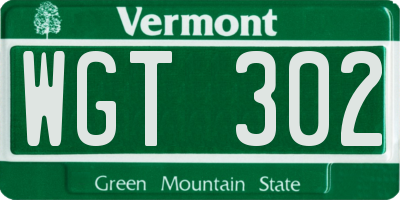 VT license plate WGT302