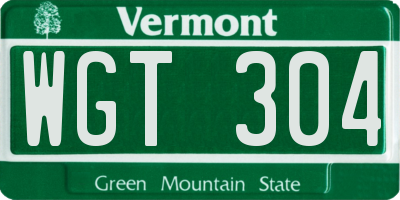 VT license plate WGT304