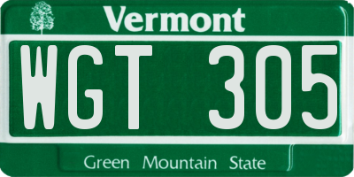 VT license plate WGT305