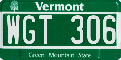 VT license plate WGT306
