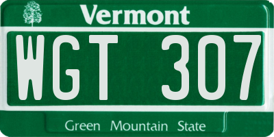 VT license plate WGT307