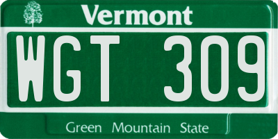 VT license plate WGT309