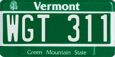 VT license plate WGT311