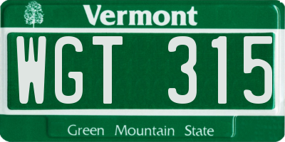 VT license plate WGT315