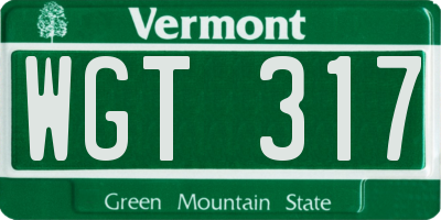 VT license plate WGT317