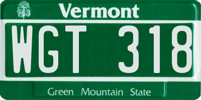 VT license plate WGT318