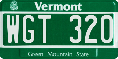 VT license plate WGT320