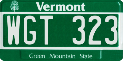 VT license plate WGT323