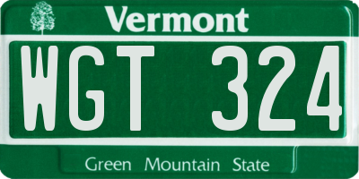 VT license plate WGT324