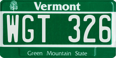 VT license plate WGT326