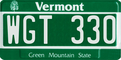 VT license plate WGT330