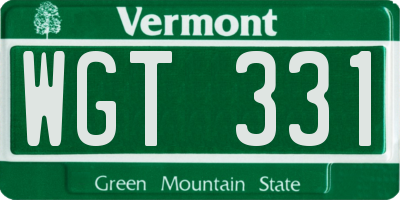 VT license plate WGT331