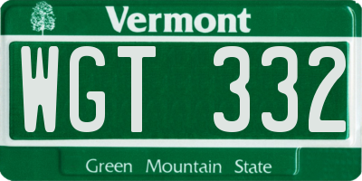 VT license plate WGT332