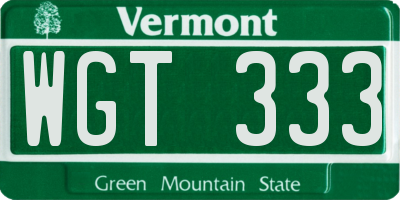 VT license plate WGT333