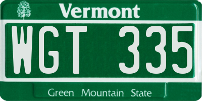 VT license plate WGT335