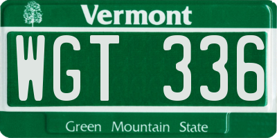 VT license plate WGT336