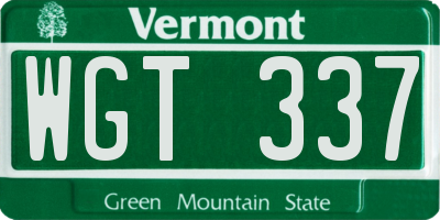 VT license plate WGT337
