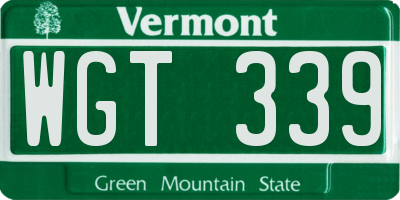 VT license plate WGT339