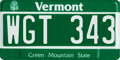 VT license plate WGT343