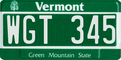 VT license plate WGT345