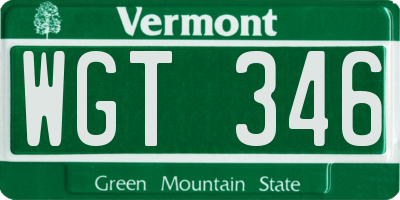 VT license plate WGT346