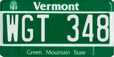 VT license plate WGT348