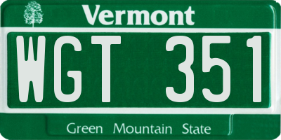 VT license plate WGT351