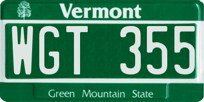 VT license plate WGT355