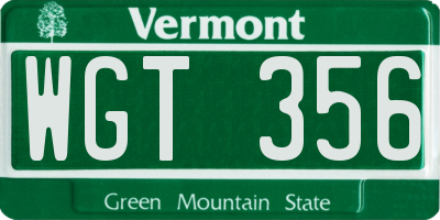 VT license plate WGT356