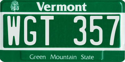 VT license plate WGT357